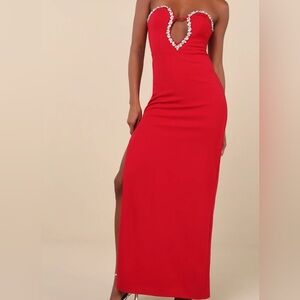 Lulu's Red Strapless Dress